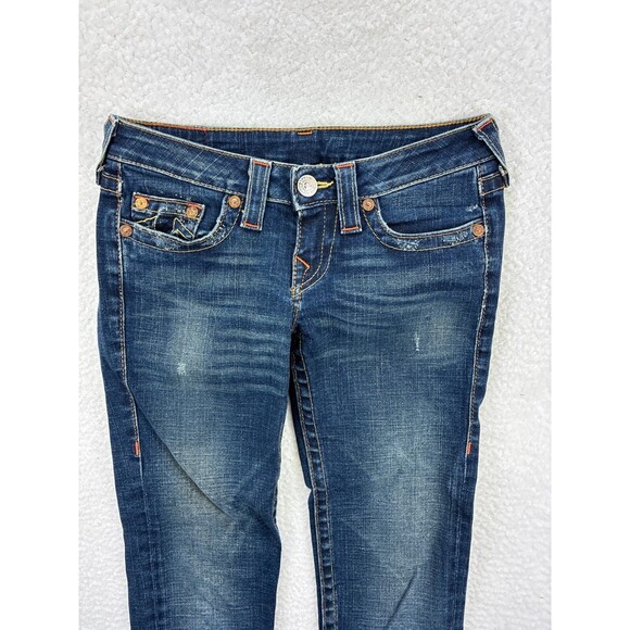 True Religion Kate Low Rise Cropped Jeans Women’s Blue W26 Made in USA Y2K Denim - Picture 3 of 12